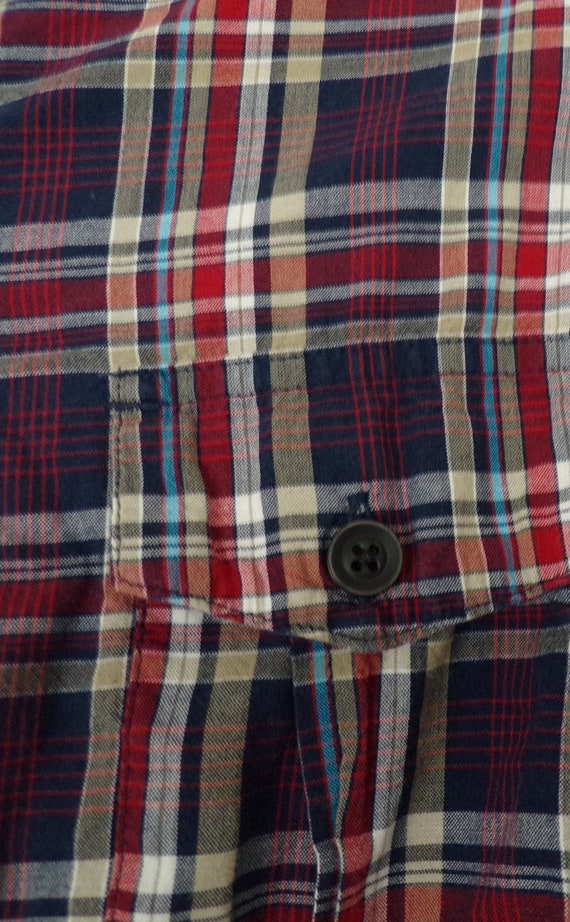 Vintage Mens Plaid Shirt 90s Button Down Mens Sma… - image 4