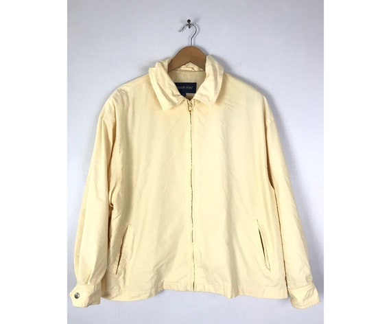 Vintage London Fog Cream Zip Front Jacket Mens Med