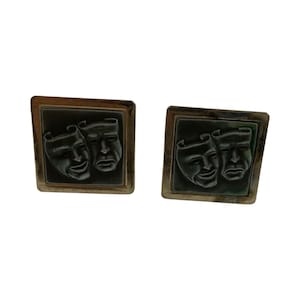 Vintage Comedy Drama Mask Cufflinks | Stage Theatre Playwright Cufflinks | Wedding Formal Event Mens Jewelry