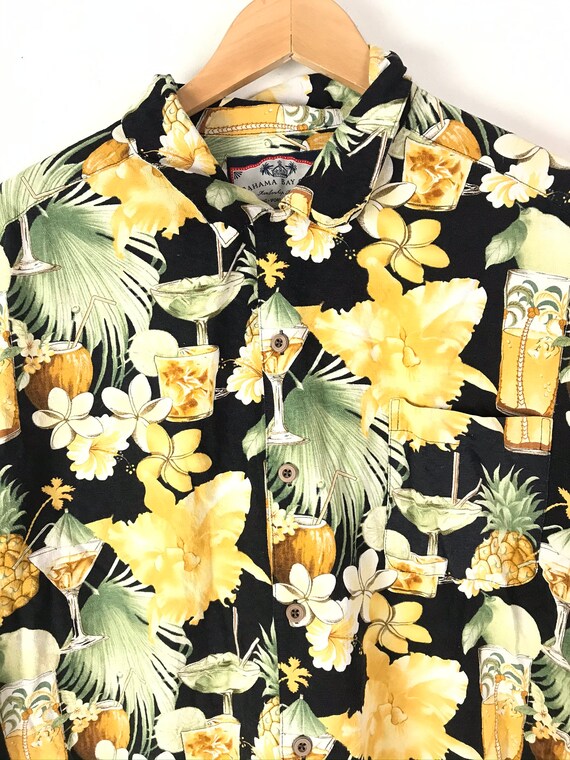 90s Pineapple Drinks Floral Hawaiian Shirt Mens X… - image 3