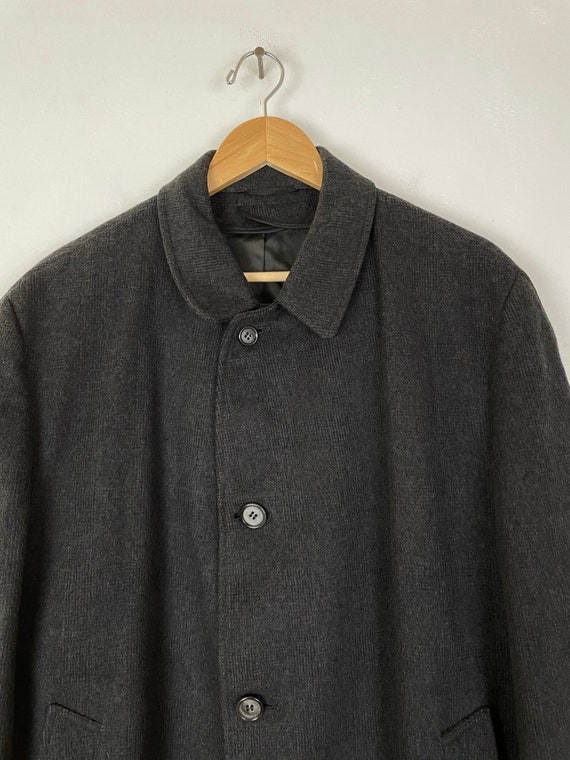 60s Black Plaid Wool Overcoat Mens Size XL, Vinta… - image 3