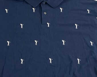 ヴィンテージネイビーブルーゴルファーポロシャツ：メンズサイズXL/XXL