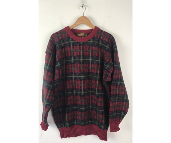 Plaid red shop sweater