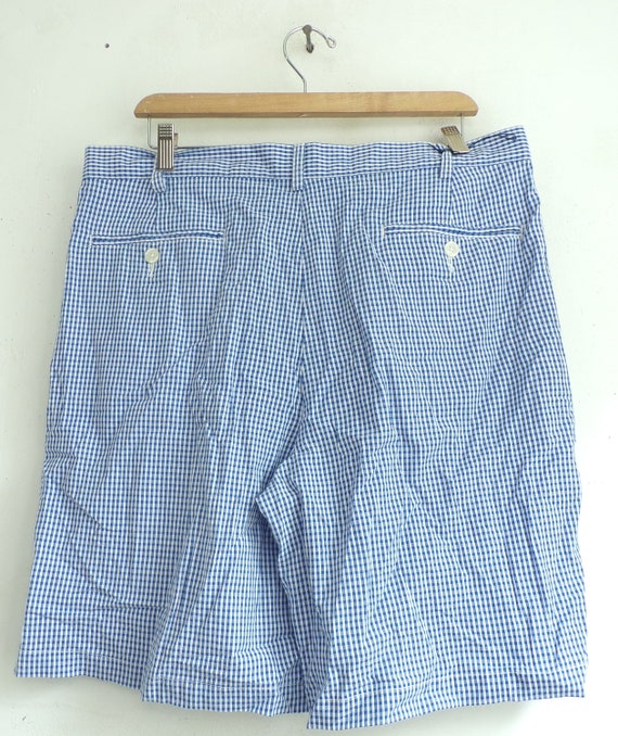 Vintage Mens Plaid Shorts, 90s Jos A Bank Blue & … - image 5