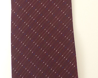 Vintage Dark Red Blue & White Striped Tie, Pinstriped Necktie, Classic Tie, 90s Necktie, Formal Tie, Red Striped Tie, Polyester Tie