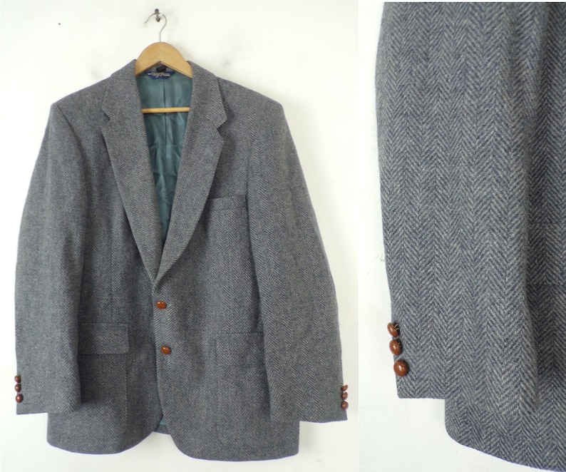 Gray Tweed Preppy Vintage Gray Tweed Sport Coat Mens 44R Formal Wool Blazer Gray Sport Coat Gray Wool,90s Sport Coat Tweed Sport Coat