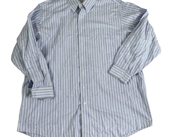 Vintage Brooks Brothers Hellblau Gestreiftes Hemd Herren Größe 18,5 35, 90er Jahre Madison Preppy Blau Weißes Hemd mit Knöpfen