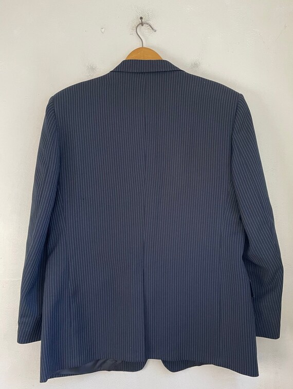 Vintage Black Pinstriped Blazer Mens Size 46R, 19… - image 6