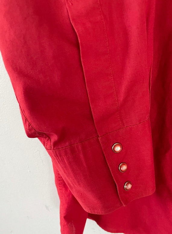 Vintage Red Western Shirt Mens Size XXL, 90s Red … - image 4