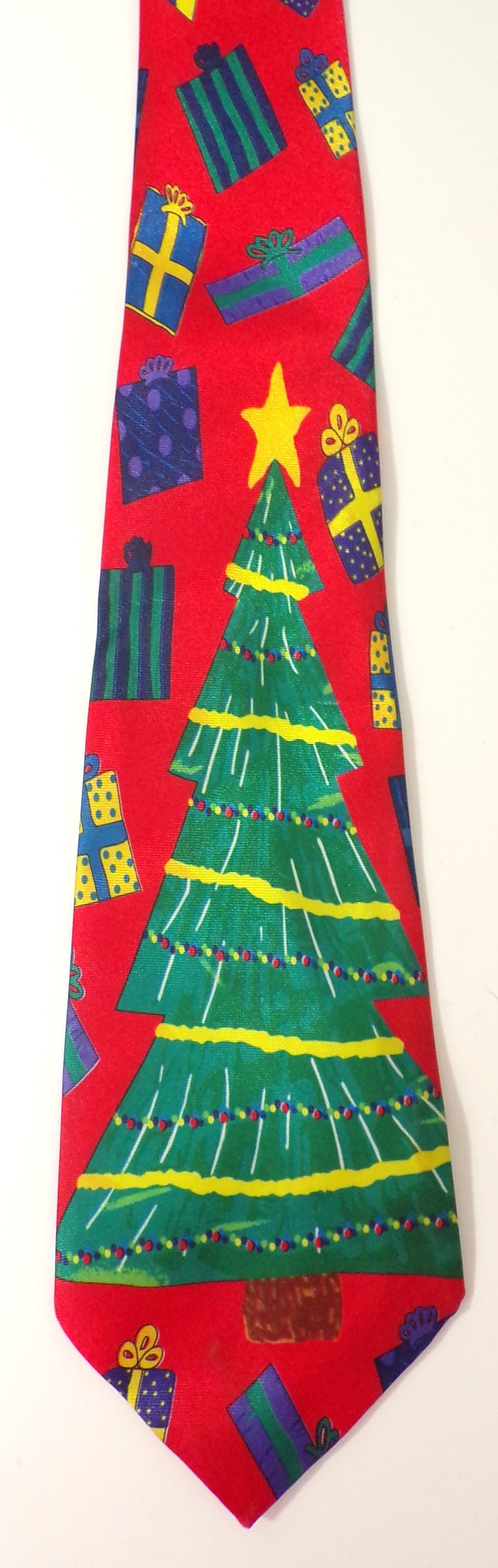 Vintage Christmas Tree & Presents Tie Christmas Tie Holiday Etsy