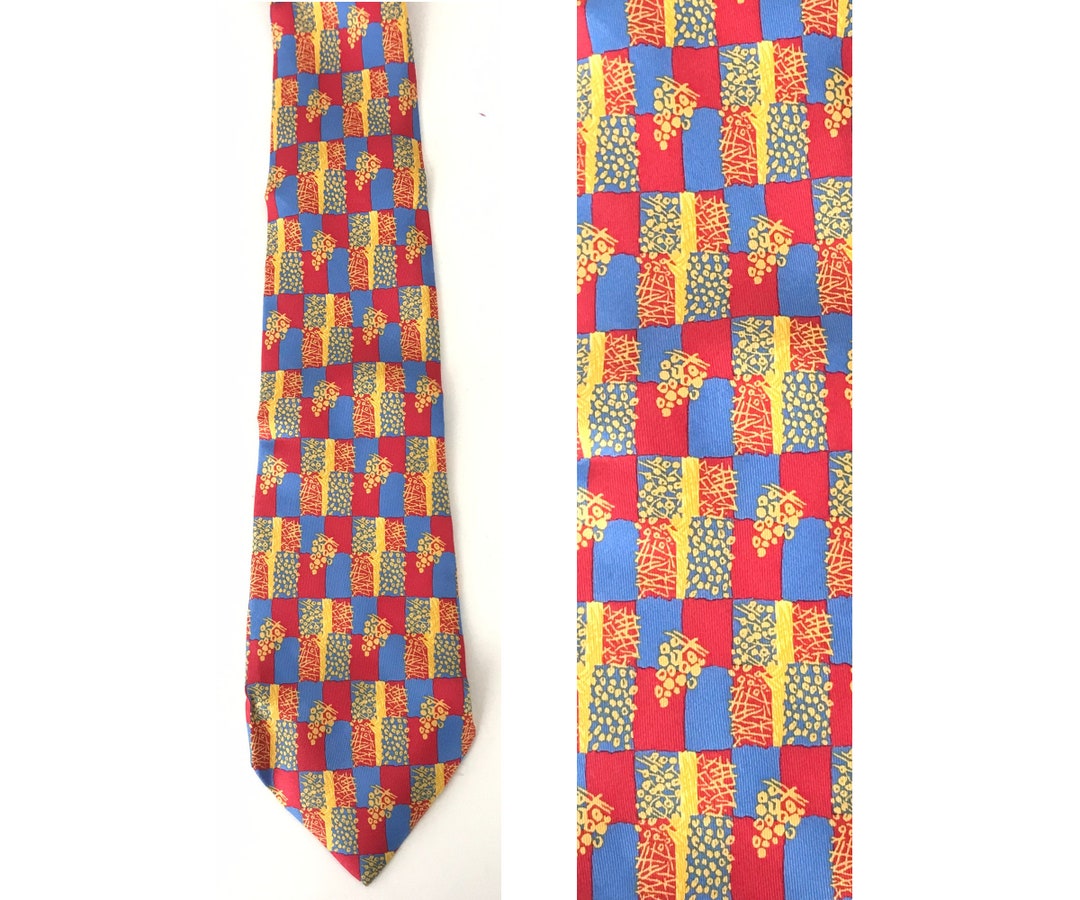 80s Red Yellow & Blue Abstract Print Tie Vintage Retro Bright - Etsy
