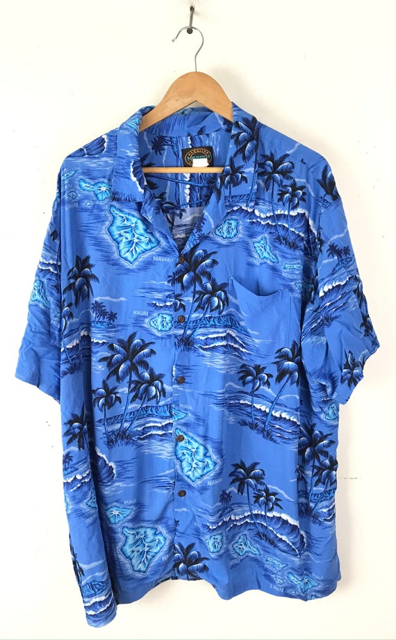 Vintage Palm Tree Beach Hawaiian Shirt Mens 3XL, … - image 2