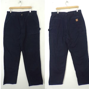 Vintage Mens Carhartt Pants , Dark Blue Cargo Pants 38x34, Dark Blue Pants, Cargo Pants, Blue Cargo Pants, Utility Pants, Utility, Cargo image 1