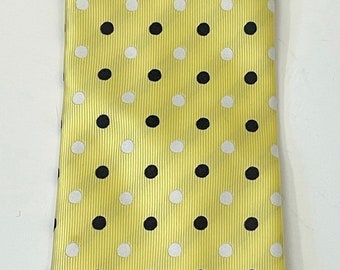 90s Light Yellow White & Black Polka Dot Tie, Preppy Polka Dot Necktie, Light Yellow Polka Dot Print Tie, Business Work Formal Event