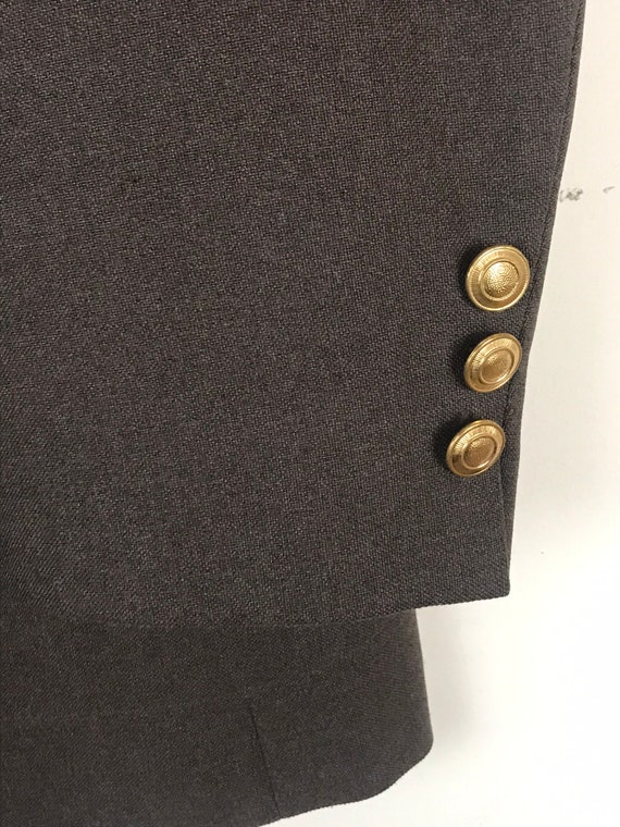 80s Dark Brown Sport Coat with Gold Buttons Mens … - image 5