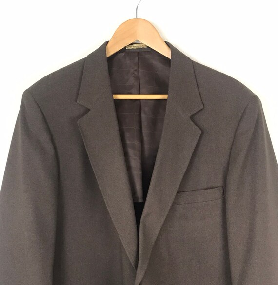 80s Dark Brown Sport Coat with Gold Buttons Mens … - image 3
