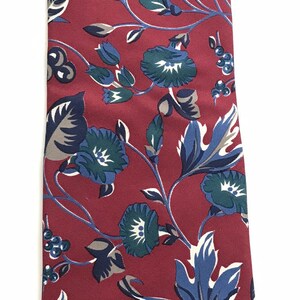 90s Red & Blue Floral Tie, Vintage Bert Pulitzer Tie, Floral Tie, Flowered Tie, Red Blue Necktie, Spring Summer Tie, 90s Tie image 2