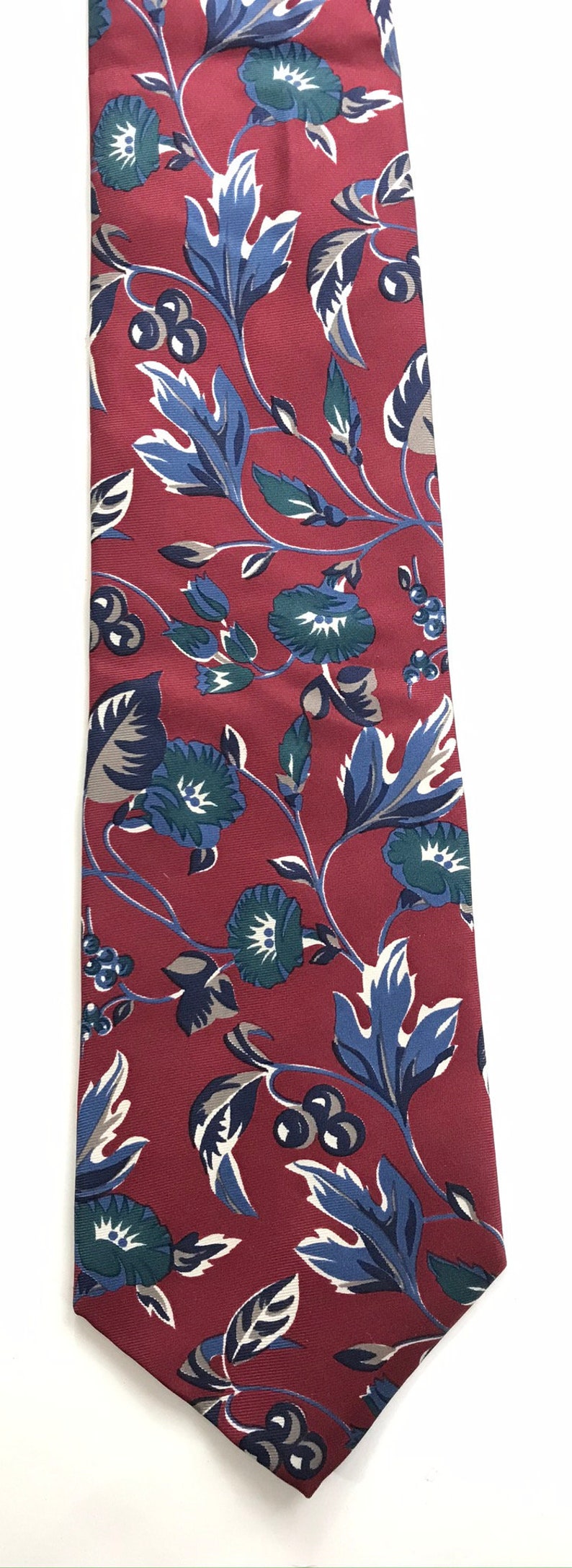 90s Red & Blue Floral Tie, Vintage Bert Pulitzer Tie, Floral Tie, Flowered Tie, Red Blue Necktie, Spring Summer Tie, 90s Tie image 2