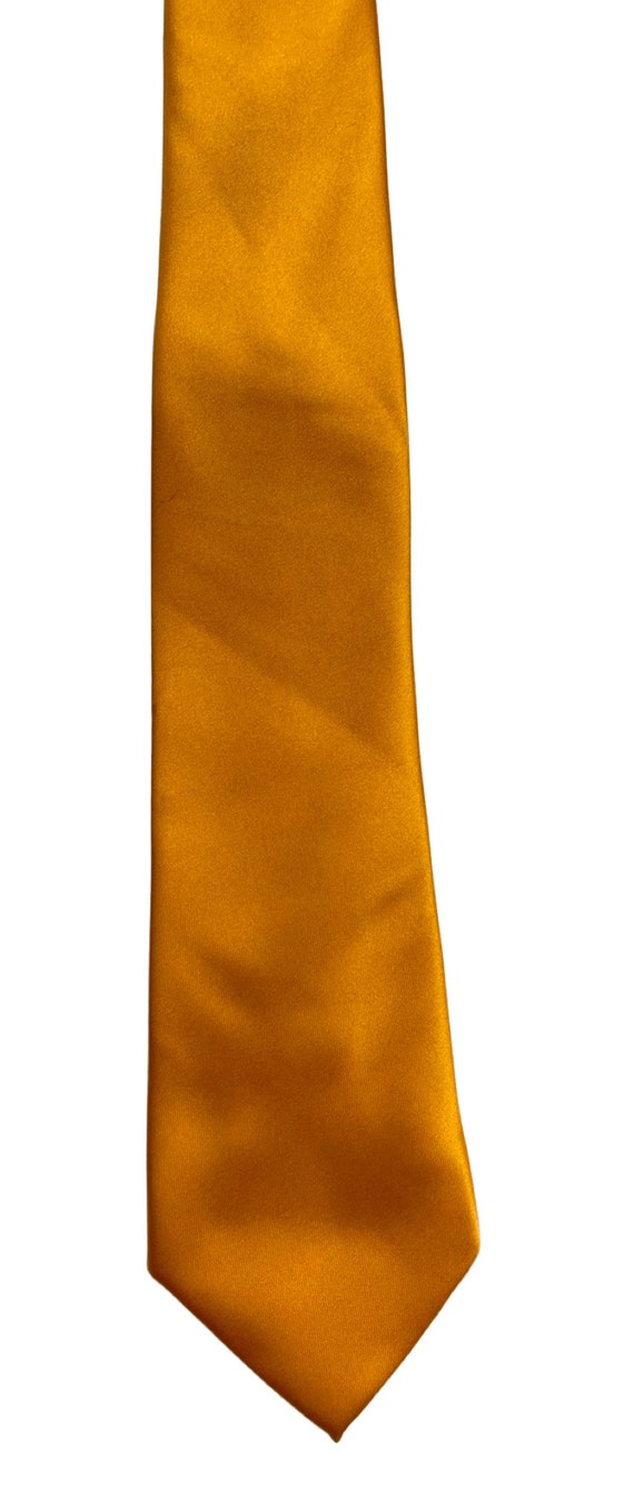Vintage Yellow Mustard Tie, 90s Shiny Yellow Retr… - image 3