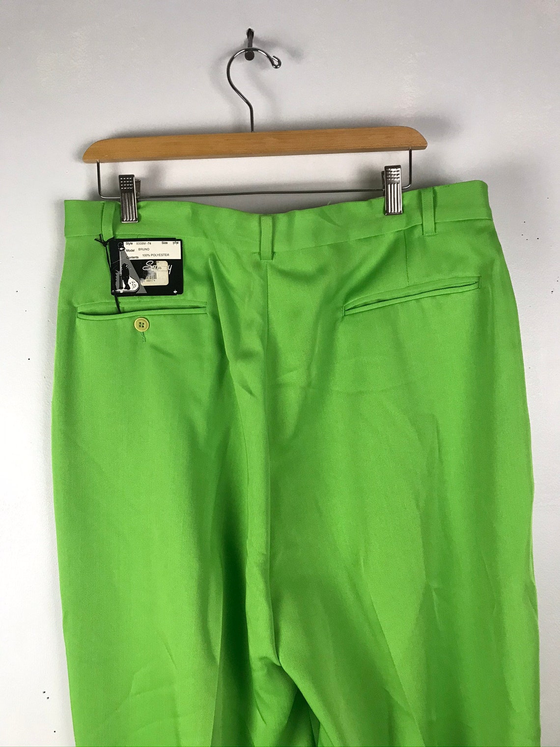 Vintage Mens Lime Green Pants Wide Leg Swing Pants Size 34 Etsy
