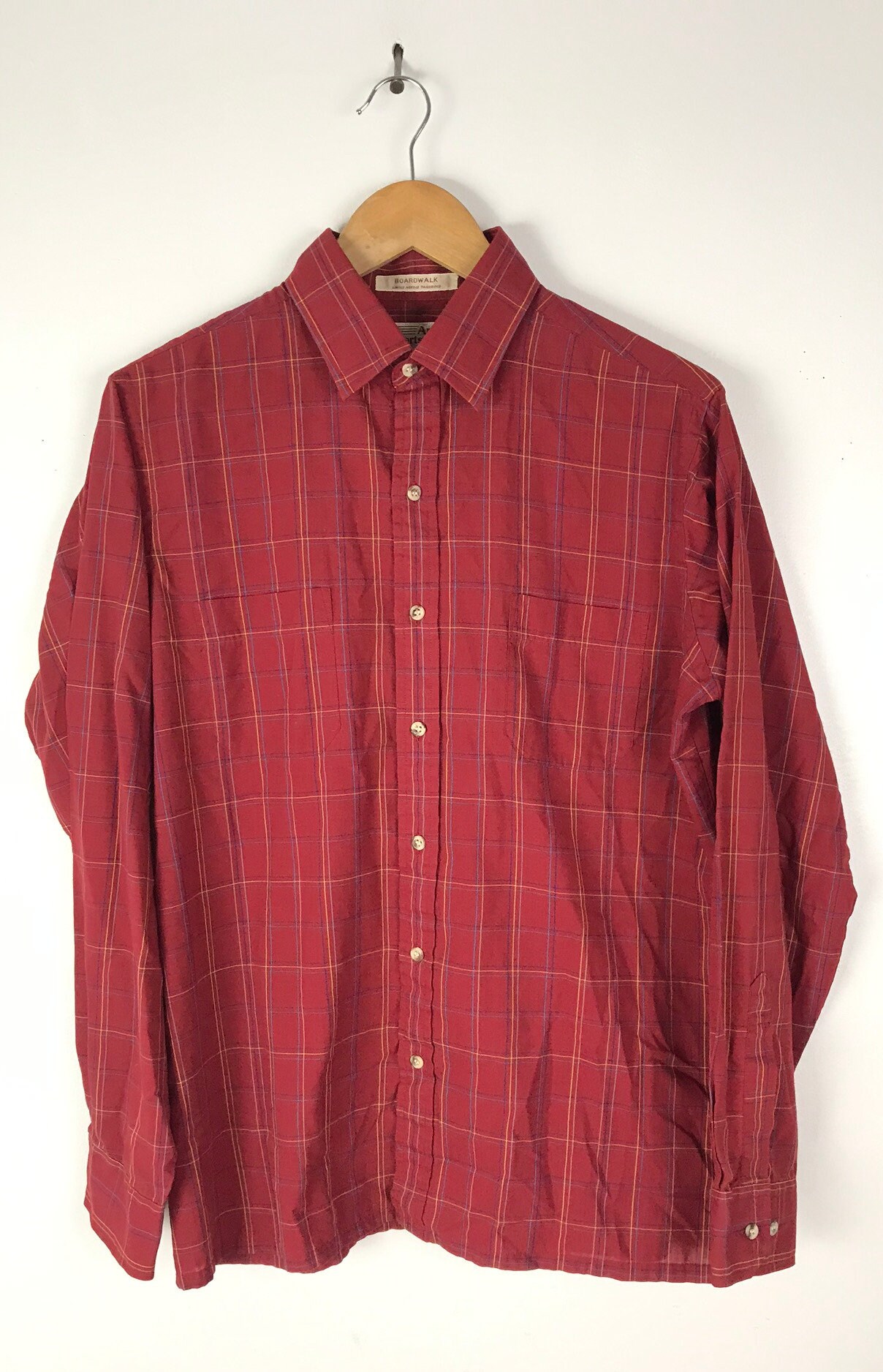 Vintage Mens Plaid Button Down Red Plaid Shirt Mens Medium - Etsy