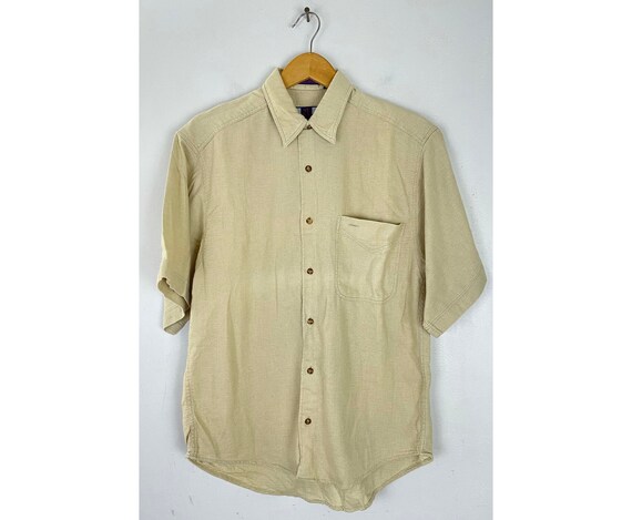 Vintage Beige Button Down Short Sleeve 
