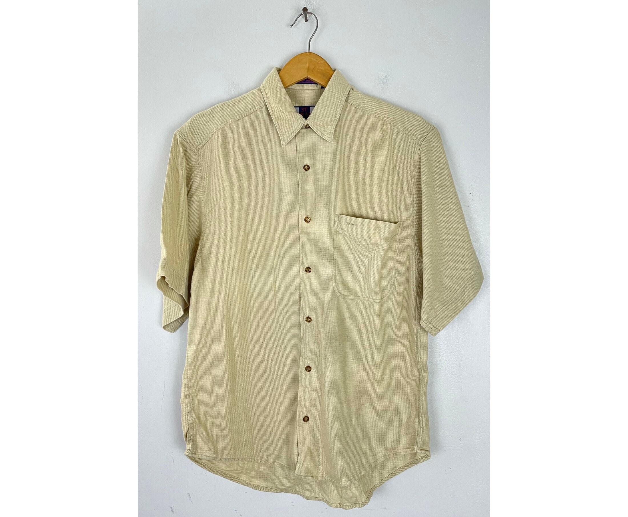 Vintage Beige Button Down Short Sleeve 
