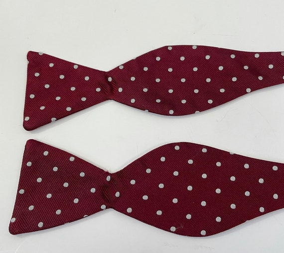 Vintage Red & White Polka Dot Bow Tie, Dark Red S… - image 3