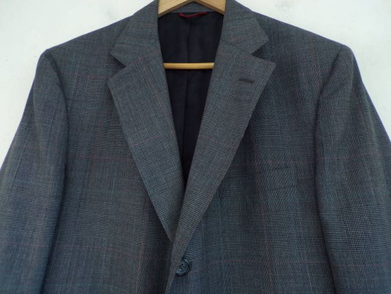 Vintage Mens Plaid Blazer, 1980s Jos A Bank Gray … - image 4