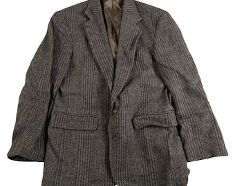 80s Brown Tweed Sport Coat Mens Size 38 | Vintage Haggar Colorful Plaid Tweed Blazer | Wool Mens Sport Coat
