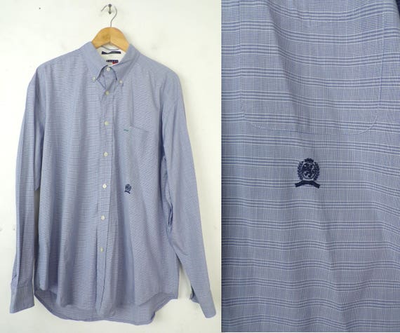 tommy hilfiger blue plaid shirt