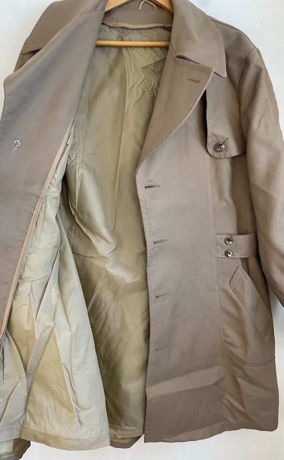 60s Tan Short Trench Coat Mens Size Medium, Vinta… - image 3