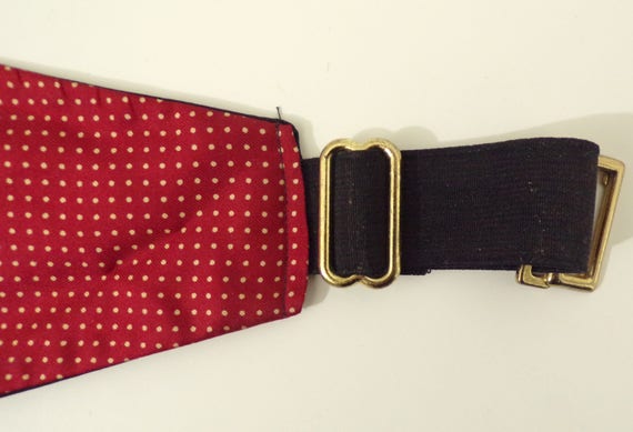 Vintage Mens Polka Dot Cummerbund 80s Red & Tan 30 display picture 2