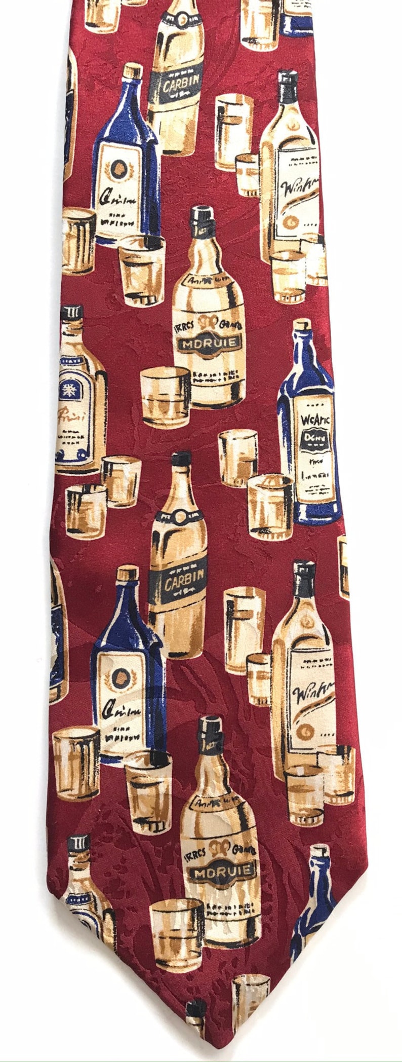 Drinks Glasses Drinks Tie Alcohol Alcohol Tie Booze Tie Print Tie Fathers Day Gift 90s Alcohol Bottles /& Glasses Tie Novelty Necktie