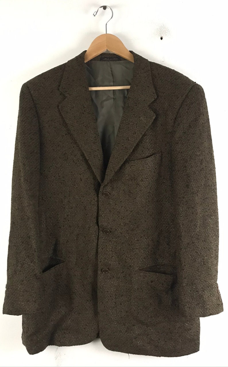 90s Olive Green /& Brown Textured Blazer Mens Size 40 Retro Textured Olive Green Mens Blazer Preppy Olive Green Sport Coat