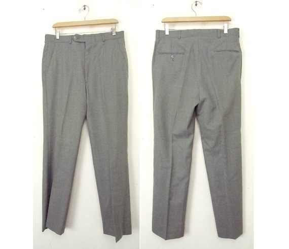Vintage Gray Brown & Light Blue Plaid Dress Pants