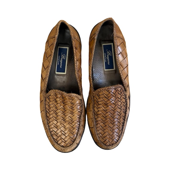 Vintage Brown Basket Woven Leather Loafers Mens Size 8.5M | Cole Haan Slip On Shoes