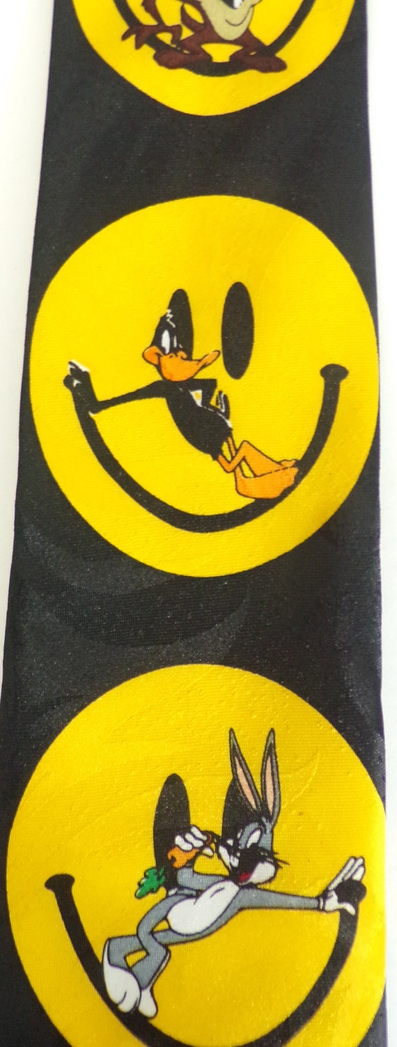 Vintage Looney Tunes Tie, 90s Smiley Face Mens Ti… - image 3