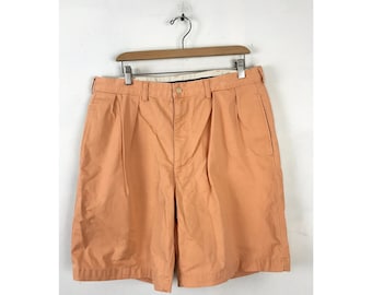 Vintage Mens Polo Shorts, 90s Polo Ralph Lauren Light Orange Pleated Shorts Size 36 Waist, Polo Ralph Lauren Preppy Orange Summer Shorts