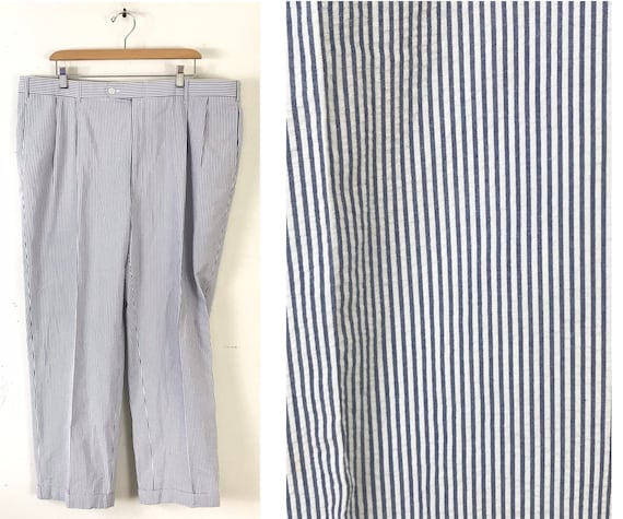 90s Blue & White Seersucker Pants Mens Size 40 Wai