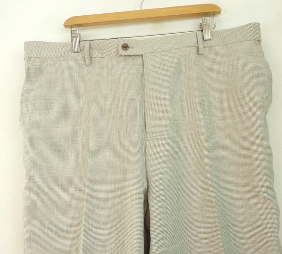 Vintage Mens Check Pants, Brown & Cream Micro Che… - image 3