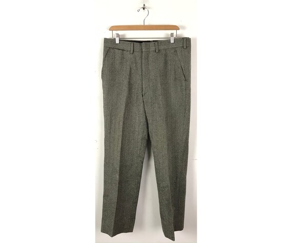 Vintage Black & White Tweed Wool Dress Pants Mens