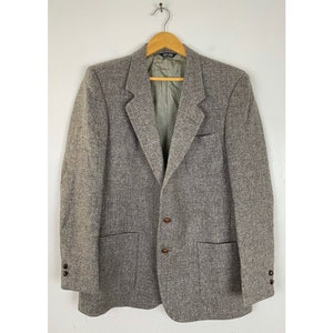 Vintage Pierre Cardin Gray Tweed Sport Coat with Brown Buttons Mens Size 42, 1980s Gray Brown Marbled Wool Tweed Mens Blazer