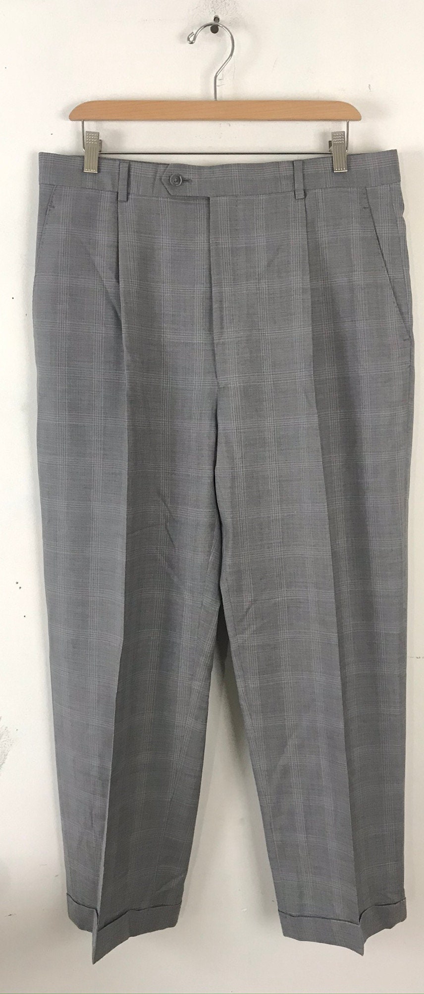 90s Jos A Bank Light Gray Plaid Two Piece Suit Mens Size 42L & - Etsy