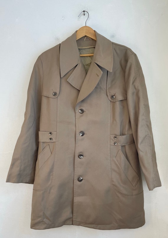 60s Tan Short Trench Coat Mens Size Medium, Vinta… - image 4