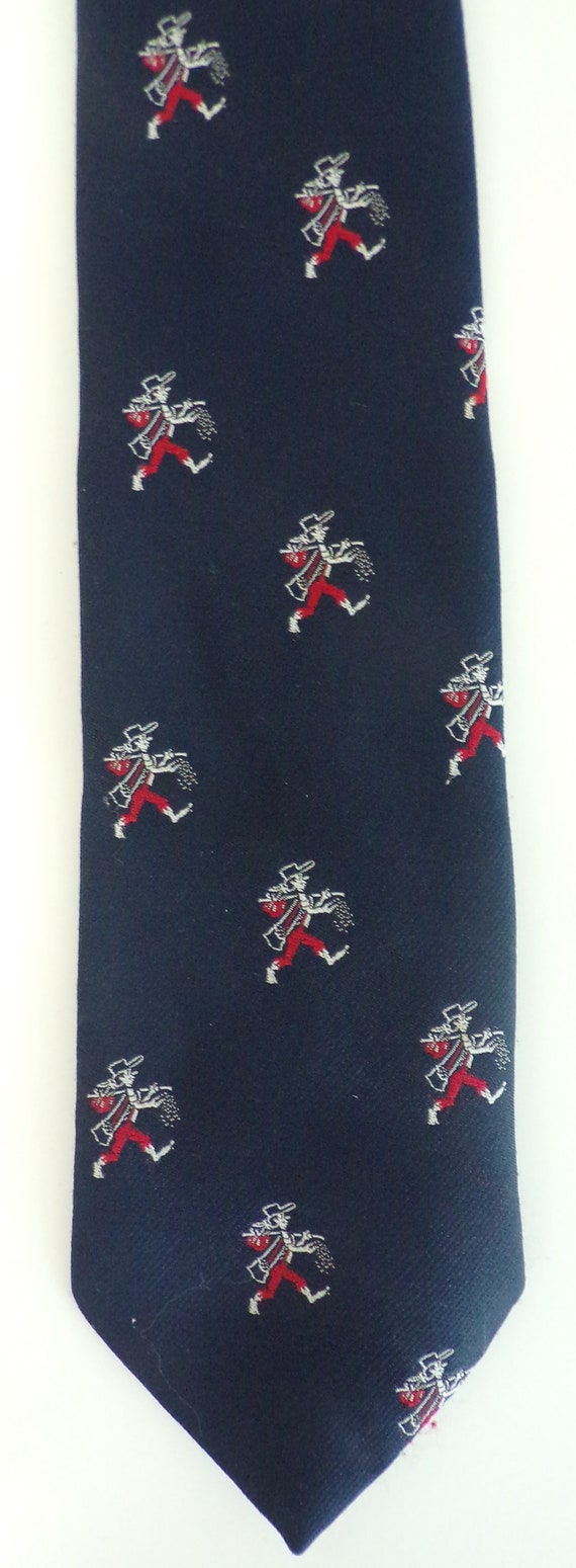 80s Navy Blue Golfer Print Skinny Tie, Golfer Tie… - image 2