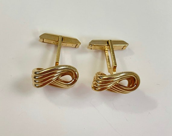 Vintage Gold Abstract Cuff Links, Arty Funky Abst… - image 3