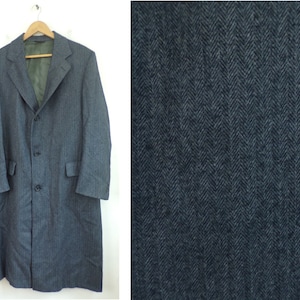 Vintage Mens Wool Coat, 1970s Cricketeer Dark Gray Tweed Long Coat Medium, Gray Overcoat, 70s Cricketeer Coat, Wool Winter Mens Coat image 1