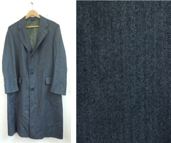 70s Cricketeer Dark Gray Tweed Long Coat Mens Medi