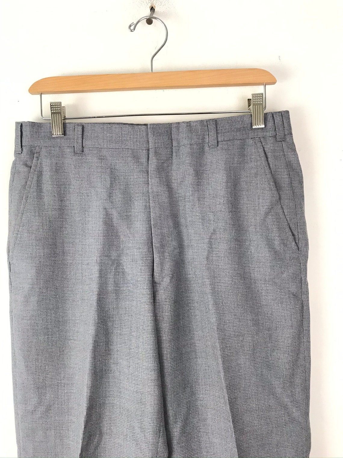 Bar III Men's Wool Plaid Printed Dress Pants Gray Size 32X30